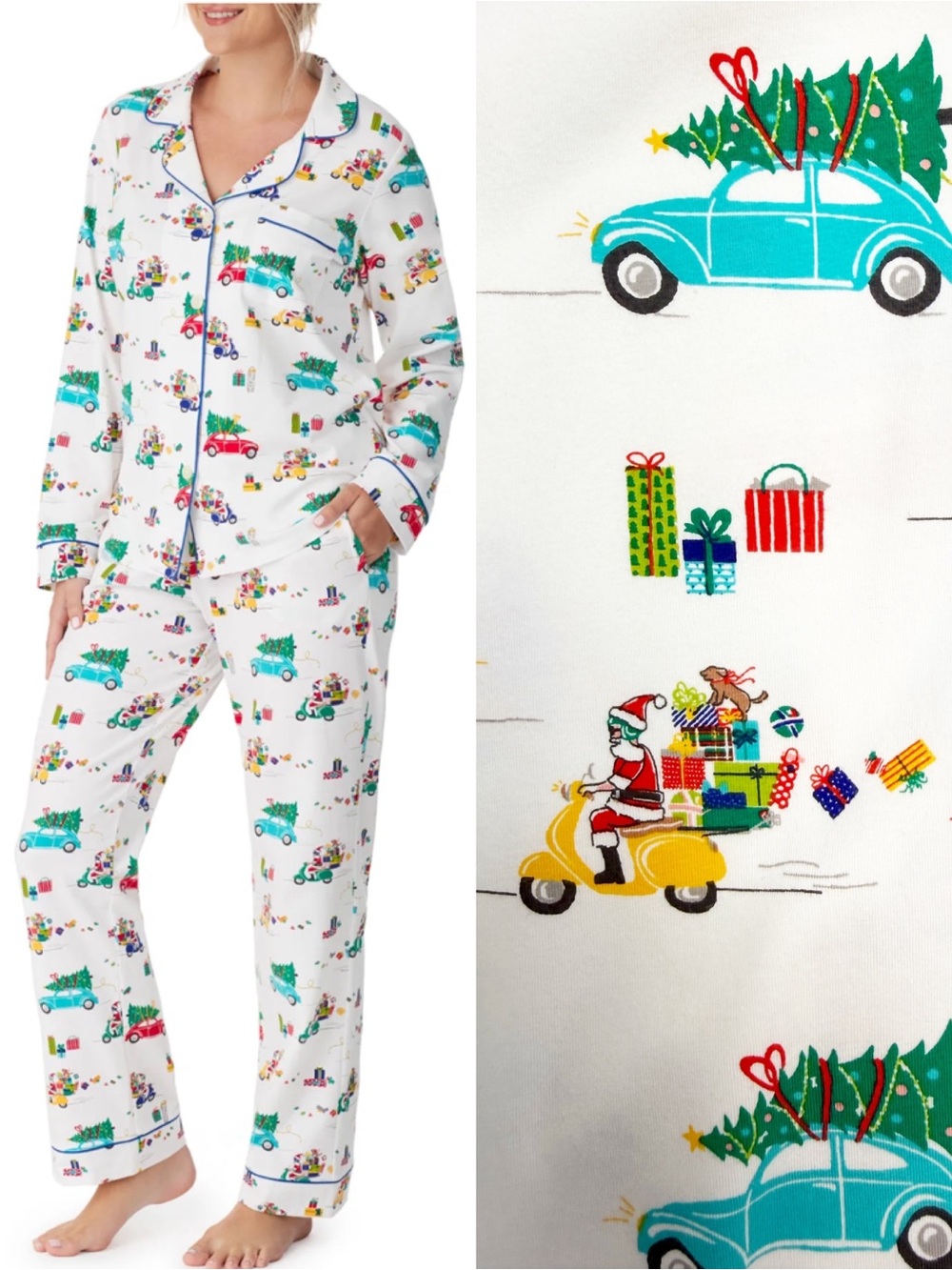 BedHead PJs Classic Stretch Jersey Long Sleeve Pajama Set Holiday Rush Christmas